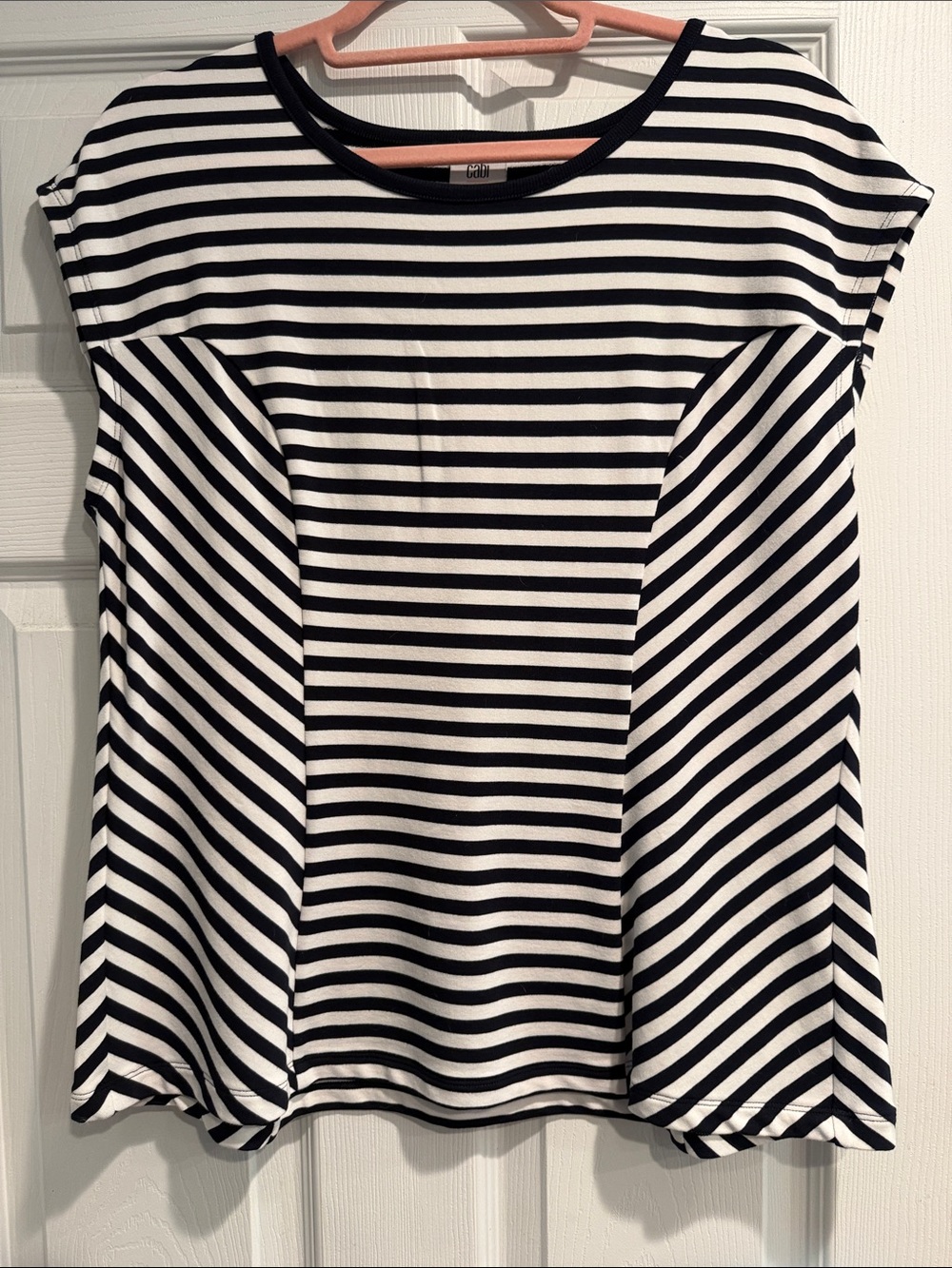 Cabi Striped Short-Sleeve Tee - Navy & White
